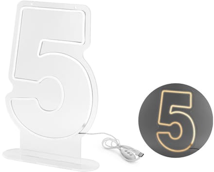 Neon LED - Nummer '5', wit, 50 cm