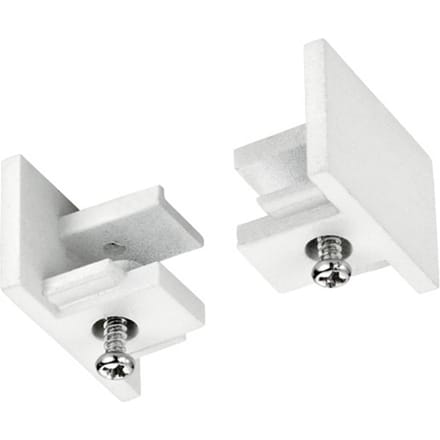 Spanningsrail Eindkap - 2 Stuks - DUOLINE - 2 Fase - Mat Wit