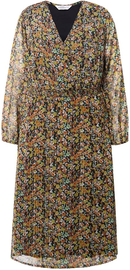 Studio Untold - Dames - Midi-jurk minimalistische bloemetjes A-lijn - Roodbruin - Maat 54+