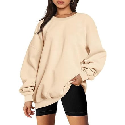 Dames en Heren Ronde hals Pullover Sweatshirt Effen Kleur Oversized Losse Casual Fleece Sweatshirt L abrikoos
