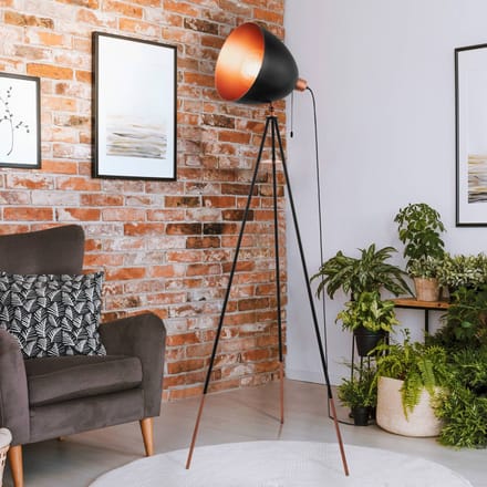 EGLO Chester Vloerlamp - E27 - 149,5 cm - Zwart/Koper