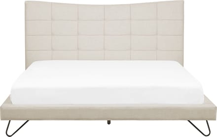 LANNION - Tweepersoonsbed - Lichtbeige - 160 x 200 cm - Polyester