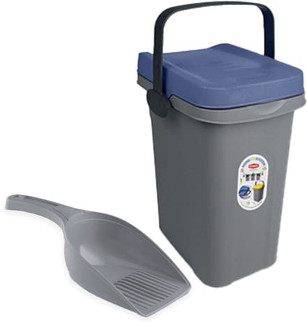 Ton met deksel - Voerton met schepje - Opbergton - 7 liter - Blauw