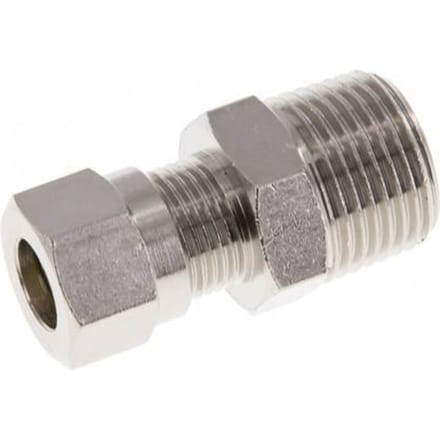 8LL & R3/8'' Vernikkeld Messing Rechte Snijringkoppeling Buitendraad 100bar ISO 8434-1 [2 Stuks]