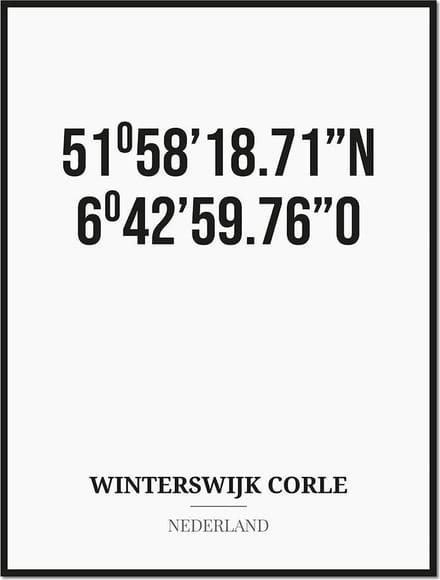 Poster/kaart WINTERSWIJK CORLE met coördinaten