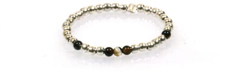 Heaven Eleven - 925 Zilver ring - dikte 1mm - zwart kralen - one size fits all