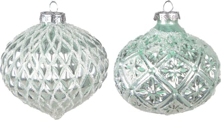 Clayre & Eef Kerstbal Set van 2 Overig Ø 10 cm Groen Glas Kerstballen