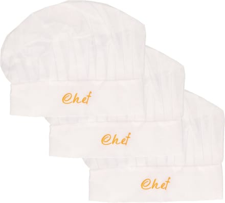 Koksmuts Chef - 3x - wit - papier - volwassenen - B29 x H25 cm