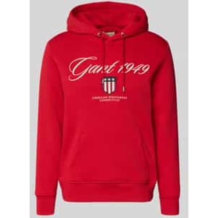 Hoodie met labelstitching en kangoeroezak
