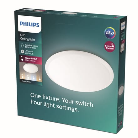 Philips Wawel plafondlamp Ø350 mm, LED 17W, 2700/4000/6500K, wit
