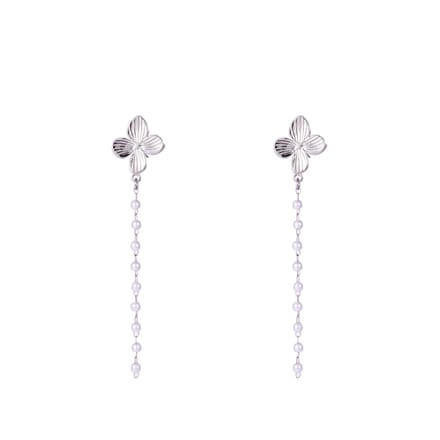 Go Dutch Label Oorknoppen leaf 'n pearls Zilver