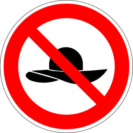 Verboden voor hoeden sticker 300 mm