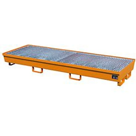 BAUER AM-4/B opvangbak, met rooster, staal, 233 l, B 2400 x D 800 x H 285 mm, oranje
