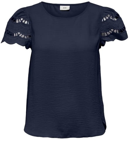 JDY JDYHANNAH LIFE S/S LACE TOP WVN Dames Top - Black Iris