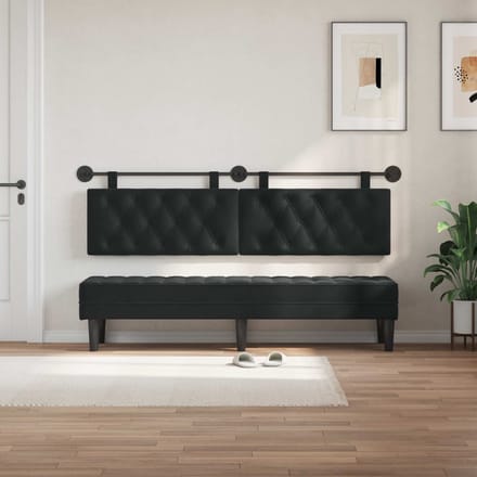 vidaXL - Hangend - hoofdbord - Zwart - Fluweel