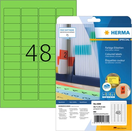Etiket herma 4369 45.7x21.2mm verwijderb gn 960st | 32 stuks