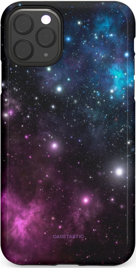 Casetastic hoesje geschikt voor Apple iPhone 11 Pro Max - Dubbellaagse bescherming - Nebula gloed - Fashion Case - Zwart Donkerblauw
