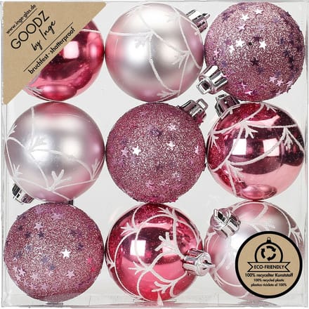 Inge Christmas Goodz luxe kerstballen - 9x - 6 cm - kunststof - roze