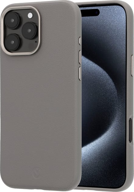 Valenta - Backcover iPhone 16 Pro Max - Magsafe Hoesje Grijs - Eco Leer - Style