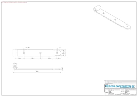 GB Bladscharnier duimgeheng       300mm 40x5  424050