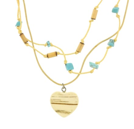 Behave - Ketting met houten hart hanger - Natuurlijke boho stijl