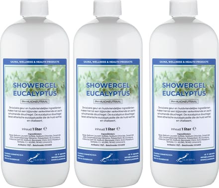 Douchegel Eucalyptus 1 Liter - set van 3 stuks - Showergel