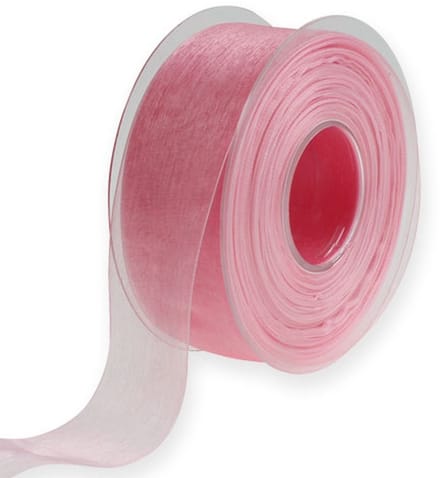 Organza lint cadeaulint roze lint zelfkant 40mm 50m