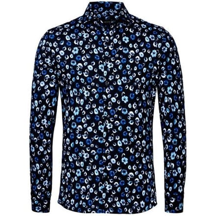 Desoto Luxury Overhemd Allover Flowers Pattern Donker Blauw / male