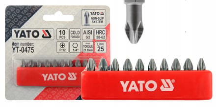 Yato Schroefbits PH2x25mm 10 Stuks - Kwaliteit S2 Staal