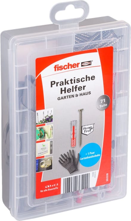 Fischer 553339, Schroef- & muurplugset, Hout, Roestvrijstaal, 40 stuk(s), Doos