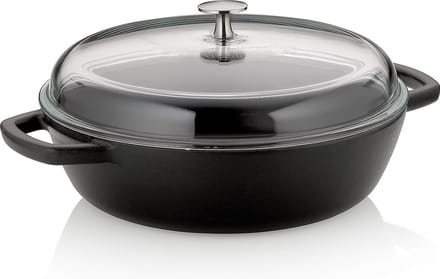 Stoofpan met Deksel, Ø 28, 3.8 L, Gietijzer, Zwart - Kela | Calido