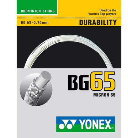 Yonex BG 65 wit set - 10m badmintonsnaren set