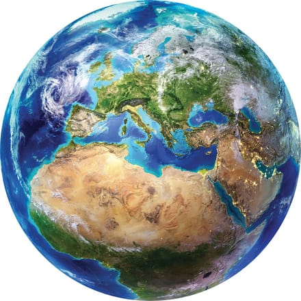 Muurcirkel Wereldbol – Wandcirkel Vliesbehang – Ø 182 cm