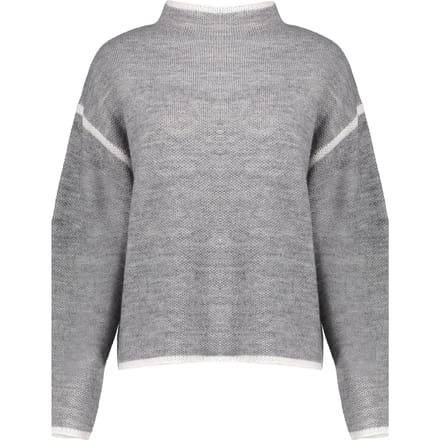 Geisha Pull Turtle Contrast Stripe Grey Melange/offwhite Größe: XL | Strickpullover Outlet | Damen | Grau