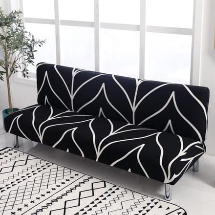 Housses de canapé-lit élastiques pour salon, serviette de canapé antidérapante, housse de canapé-lit en coton extensible L  185cm - 200cm white