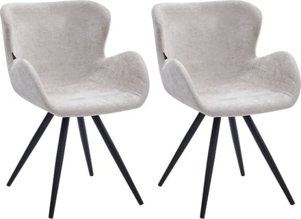 Colenis® - Anabella Eetkamerstoel - Set Van 2 - Beige - Chenille Stof - Industrieel - Met armleuning