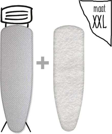 Leuke Strijkhoezen | Strijkhoes met Molton - Metallic Zilver - maat XXL - complete set