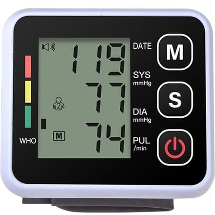 Draagbare bloeddrukmeter LCD-scherm Digitale polsbloeddrukmeter Hartslagmeter Meet huishoudelijk gebruik gray