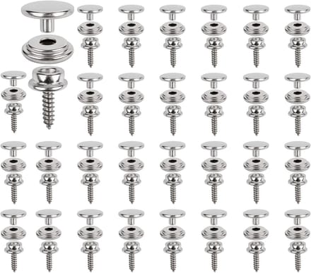 Push Button Set van 30 Stuks, RVS Drukknopen van 15 mm voor Zeilen, Tent en Meubels