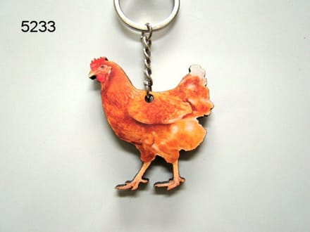 Geharo Houten Sleutelhanger Kip – 5 cm - met Afbeelding