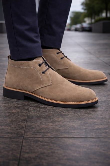 Desert boots- Heren laarzen- Veterschoenen 1025- Suède leer- Camel 41