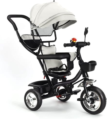 Kinder driewieler - Loopfiets - Buiten spelen - 4-in-1 ontwerp - 75 cm lang - Grijs