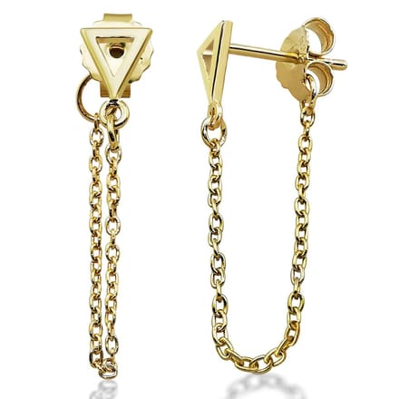 JWLS4U JE023G Oorhangers Triangle with Chain zilver goudkleurig.