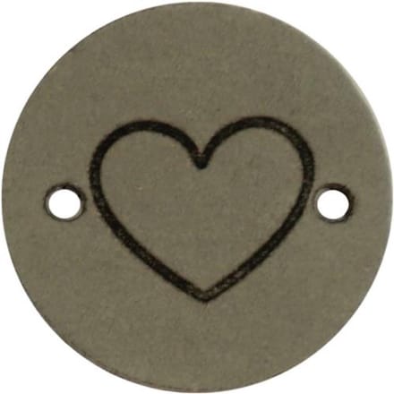 Durable Leren Label met Hartopdruk – 2 cm – Set van 2 Stuks