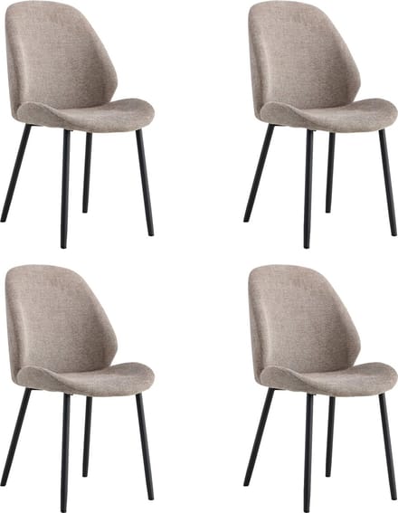 QUVIO Eetkamerstoelen Lola - Eetkamerstoel - Grijze stoel - Polyester - Staal - Grijs - Set van 4