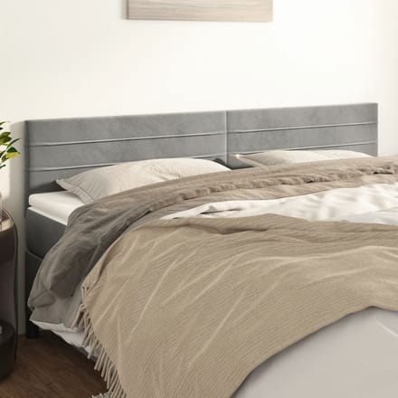 vidaXL - Hoofdborden - 200x5x78/88 - cm - fluweel - lichtgrijs