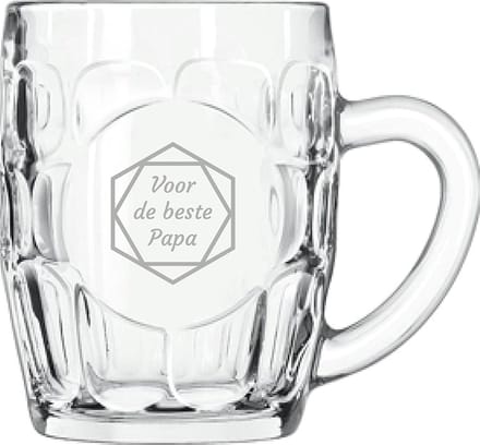 Gegraveerde Bierpul 55cl voor de beste Papa in hexagon