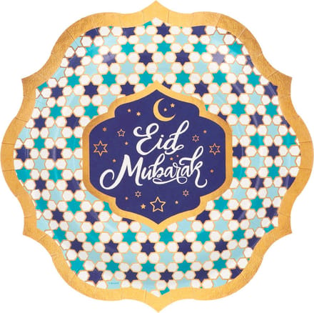 Boland - Set 8 papieren bordjes 'Eid Mubarak' - Geen thema - Ramadan versiering