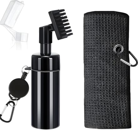 Stripe golf schoonmaakset - Watersprayborstel en microvezel handdoek