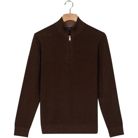 Baileys Trui Half Zip Fine Cotton Cashmere Dark Brown / male